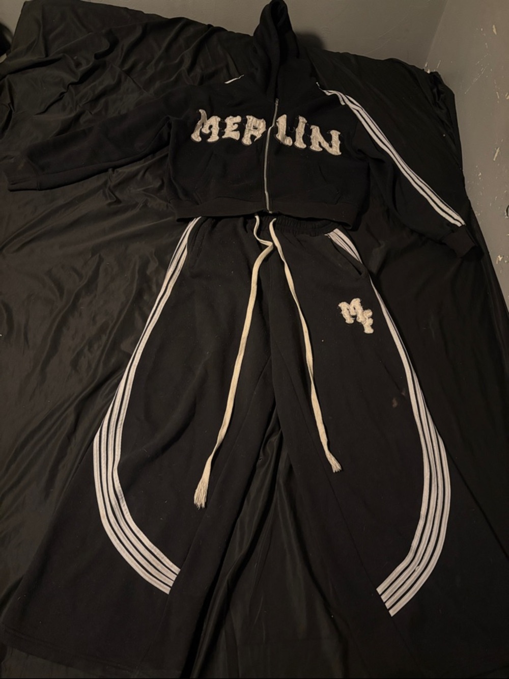 Black Men's Zip Hoodie & Track Pants Set